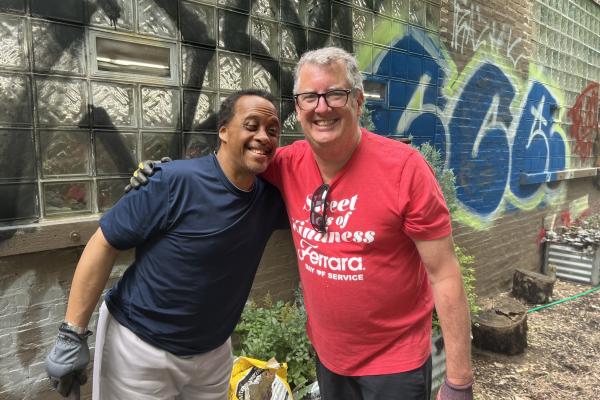 Member and volunteer in the garden