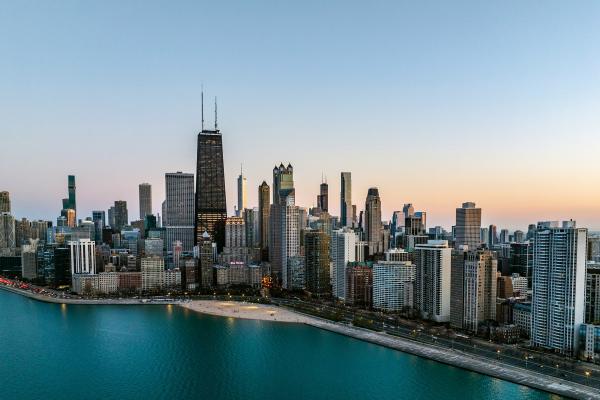 Chicago skyline viewed from Lake Michigan.