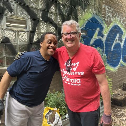 Member and volunteer in the garden