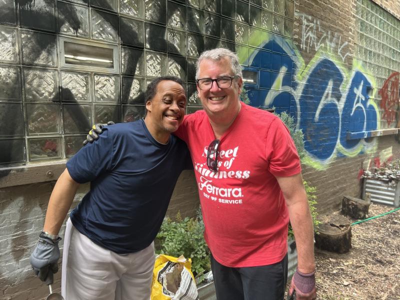 Member and volunteer in the garden